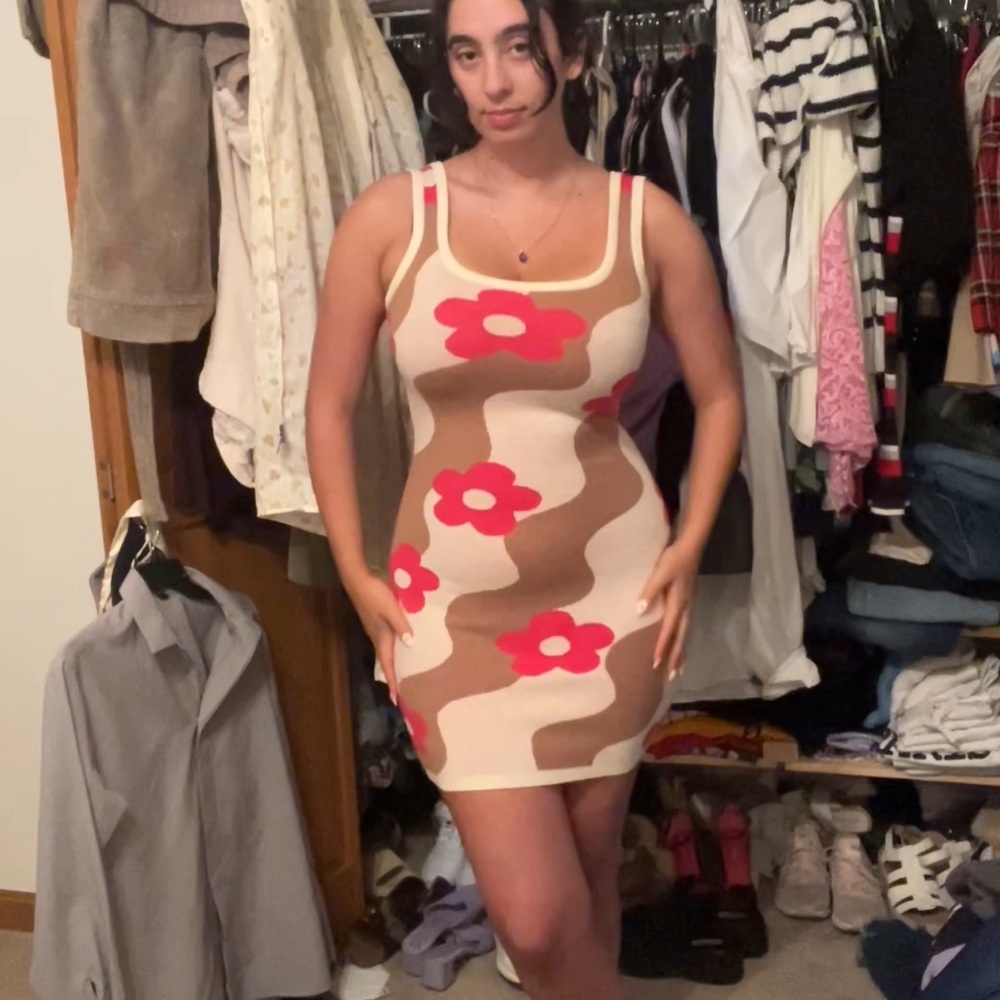 Trendy Floral Bodycon Dress